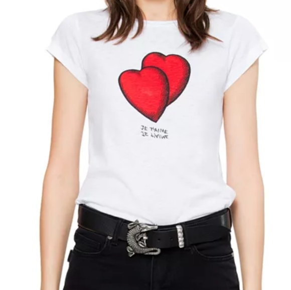 Zadig & Voltaire Tops - Zadig & Volitaire skinny heart tee Size M New